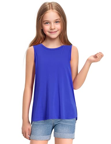 Image of KEREDA Girls Tank Tops Flowy Loose Fit Sleeveless Shirts Summer Tunic Tops