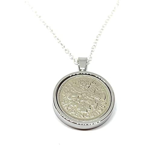 Round Pendant 1953 Lucky sixpence 70th Birthday plus a Sterling Silver 18in Chain 70th birthday gifts for women Cover