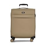 Rock Harper Soft Shell - Maleta ligera, elegante y minimalista, mango telescópico, ruedas giratorias de 360 grados y cerradura de combinación TSA, disponible en negro, gris, azul marino y beige