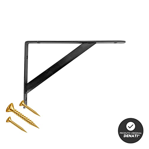 KIT 3 Prateleira Madeira Nicho Estante Painel Pinus 60x20 + Mão Francesa Aço (Preto)