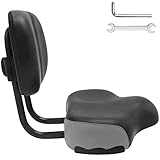 Eachbid Backrest Saddle Bike Seat with Backrest,11.5'x9.5' Wider Replacement Soft Back Rest,Bicycle Tricycle Seat Cushion with Back Rest,Oversize Comfort Saddle with with Back Support(Black-Grey)