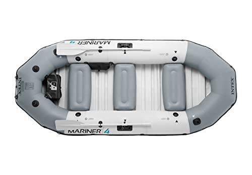 Image of Mariner 4, 4 Person Inflatable Boat for Flood Rescue, Adventure, Rafting, Fishing, with Oars & Air Pump (68376)