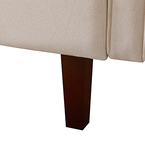 Tmeosk Convertible Futon Upholstered Sleeper Sofa Bed, Modern Linen Folding Couch Bed With 5 Solid Wood Legs For Studio, Apartment, Office, Small Space (White) #TOP5