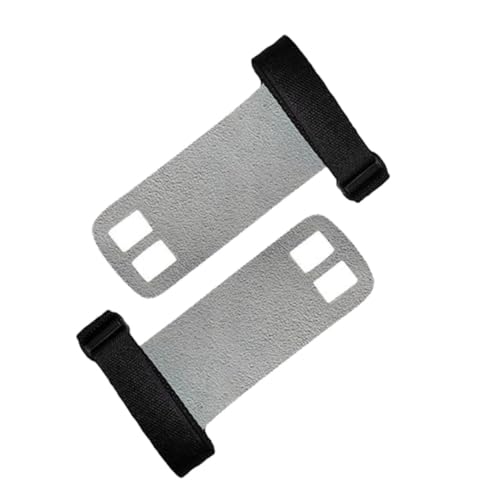 POPETPOP 1Pair Cow Leather Protector Grips for Weightlifting Gymnastics Gloves for Pull Ups Kettlebells and Cross Training Grey White