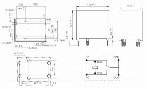 Relais ACTG2A4A09 6 broches avec commutation stable en 12V
