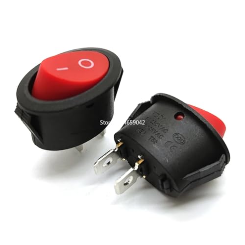Interrupteur à bascule LED rouge 2 pôles à encastrer pour tableau de commande 25mm - 6