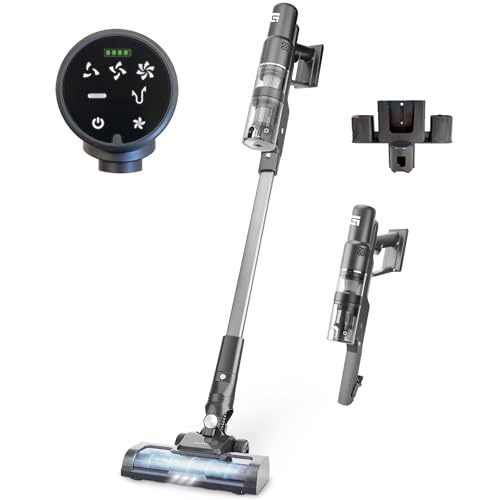 Grunkel aspiradora Escoba sin Cable Motor BLDC de 200w y 22Kpa de succión. 30min bateria y Filtro HEPA deposito 300ml Vaciado fácil