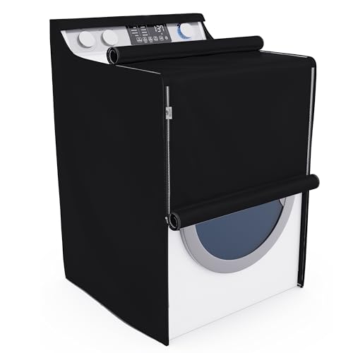 Washer and Dryer Covers - Thick Fabric Washing Machine Cover for Top Load and Front Load - Waterproof and Dustproof with Smooth Zipper and Velcro - 29 x 28 x 43 Inches (Basic Silver)