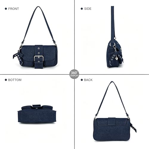 Image of Denim Crossbody Bags for Women,Blue Jean Hobo Shoulder Bag,Denim Messenger Bag