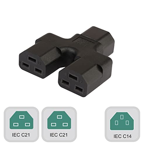 C14 TO 2xIEC320 C21 Power Adapter Connector Converter Male To Female Socket