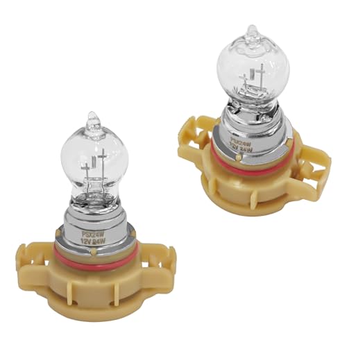 SWQS PSX24W 2504 Fog Light Bulbs Daytime Running Light Bulb, 12V 24W Head lights Bulbs 4300K Halogen Fog Light Lamp Replacement, Shock-proof Quartz Clear Glass Bulbs Plug and Play(Warm white Light)