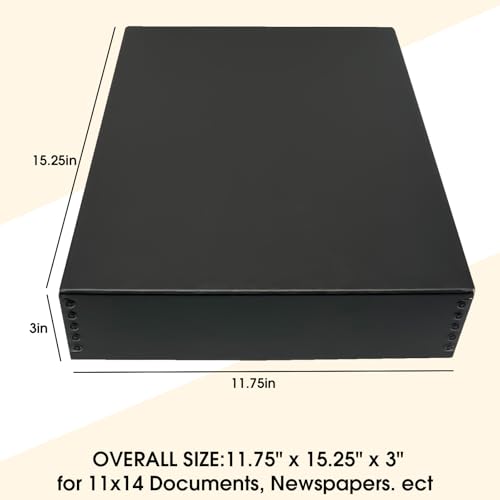 Image of Golden State Art, Drop Front Archival Storage Box, 11.75 inchx15.25 inchx3 inch-Black | Acid-Free 11x14 Museum Photo Storage Box with Metal Edge, Preserve Documents, Prints, Poster, Photographs, Arts And Crafts