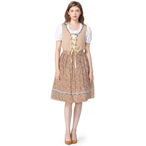Robe Dirndl femme Oktoberfest mi-longue : costume fête de la bière bavaroise à laçage