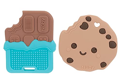 Image of Nuby All Silicone Chocolate Chip Cookie and Chocolate Bar Teether - 3+ Months