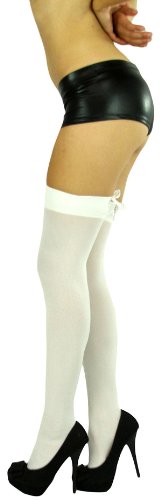Image of ToBeInStyle Women's Spandex Double Weaves Thigh Hi With Lace Up Lace Top