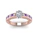 Jewelryonclick Anello ad Onda Traforato Placcato Oro Rosa Naturale Ametista Taglio Cuscino Forma Anelli di Fidanzamento Vintage Impostazione del Canale Taglia 63