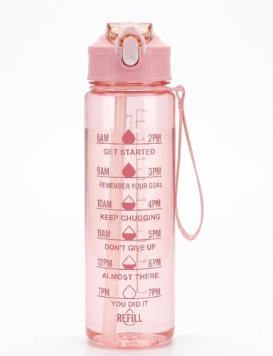MKY Plastic Motivational Water Bottle 900 ML Sipper Bottle For Adults With Time Measurement BPA Free Water Bottle For Office,Water Bottle For Gym 900ML, Multicolor