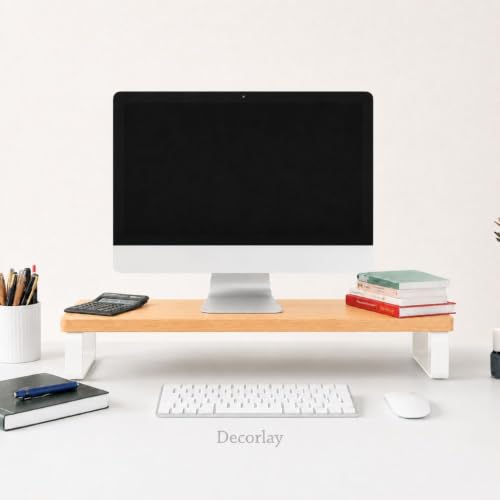 Image of Decorlay Engineered Wood Monitor Stand Riser for Desk with Metal Legs, Desktop Organizer & Computer Screen Stand, Laptop Stand Shelf with Keyboard Storage, Tabletop Desk Organizer for Home Office Accessories