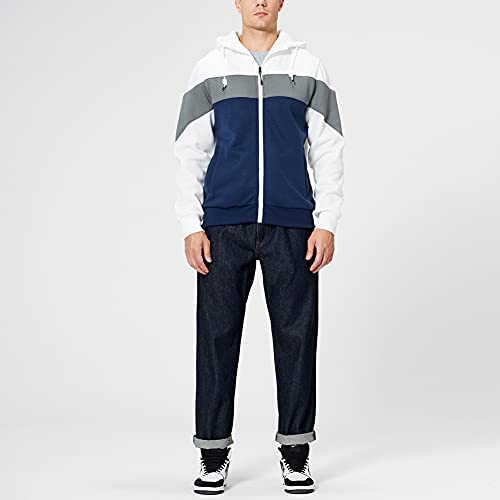 Wowcarbazole Men's Full Zip Hoodie Long Sleeve Color Block Hooded Sweatshirt Casual Fleece Jackets3