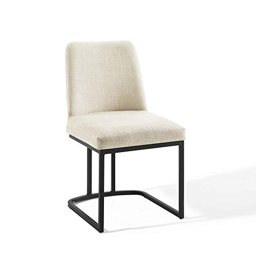 Amplify Upholstered Fabric Sled Base Dining Chair - Black Beige