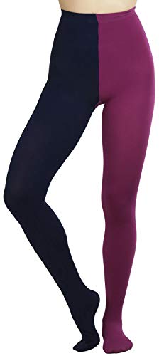 Image of ToBeInStyle Women's Two Toned Vibrant Jester Contrast Opaque Multicolored Tights
