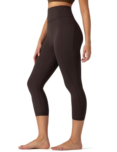 Image of Colorfulkoala Dreamlux No Front Seam Capri Leggings with Pockets for Women - High Waisted 21 inch Buttery Soft Yoga Pants