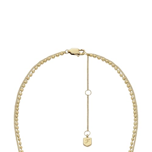 Image of Fossil Women's Gold-Tone Stainless Steel Pendant Chain Necklace for Women