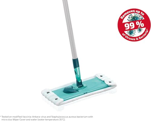 Leifheit rückenschonender Bodenwischer Combi M, reinigungsstarker Wischer mit 2-Faser Mikrofaser...