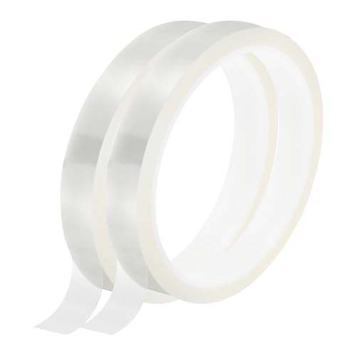 Image of uxcell Clear Heat Tape, 2 Rolls 18mmx33m 108ft High Temperature Heat Resistant Tape for Sublimation,Heat Vinyl Press,Heat Transfer, Circuit Board, No Residue