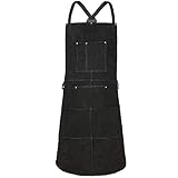 FRAHS Welding Apron, Leather Shop Apron with 6 Tool Pockets, Heat & Flame Resistant Heavy Duty Welding Apron (Color : Black, Size : One Size)