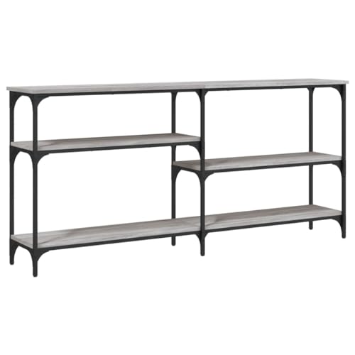 vidaXL Engineered Wood Console Table with Metal Frame - Grey Sonoma Hallway/Entryway/Living Room Furniture with Ample Storage