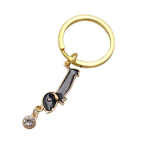 Preisvergleich Produktbild Fliyeong Niedliche Dackel Tier Anhänger Schlüsselanhänger Charme Kristall Handtasche Tasche Flaschenöffner Schlüsselbund Auto hängende Ornamente Geschenke für Frauen Mädchen - schwarz stilvoll