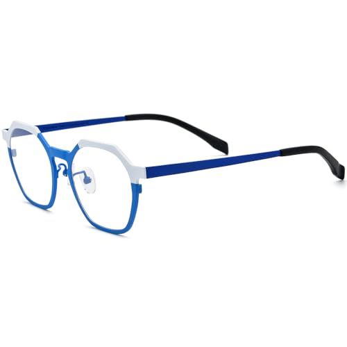 Image of FONEX Colorful Pure Titanium Glasses Frame Women Retro Round Eyeglasses
