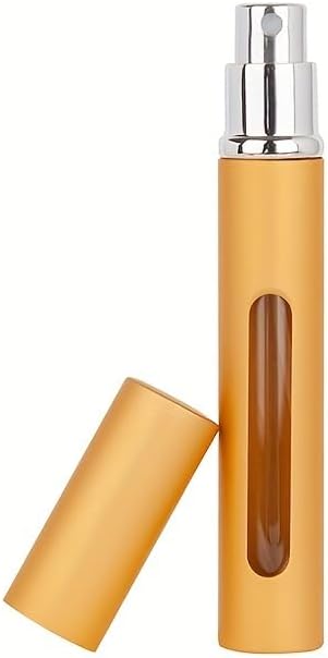 1PC Refillable Perfume Atomizer Spray, Ultra-Fine Mist, 5ml Metal Case With Window, Portable for Travel, Pocket, Daily Touch-Up, golden