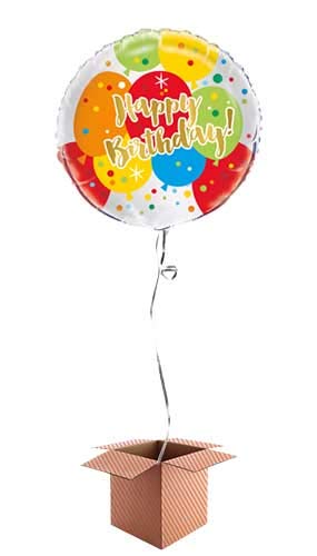 Glitzy Gold Birthday Round Foil Balloon - Inflated Balloon in a Box