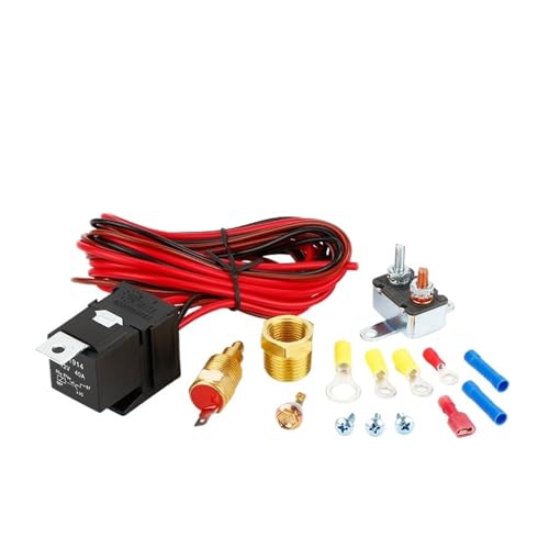 Electric Cooling Fan Thermostat Wiring Harness Assembly 185-175 Automotive Relay 40A Temperature Sensor