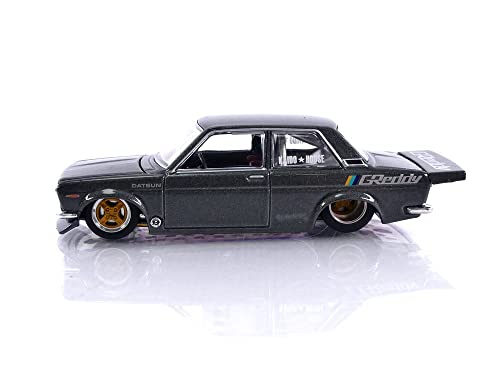 Modelo a escala 1/64 Datsun 510 Pro Street gris metalizado miniatura 2