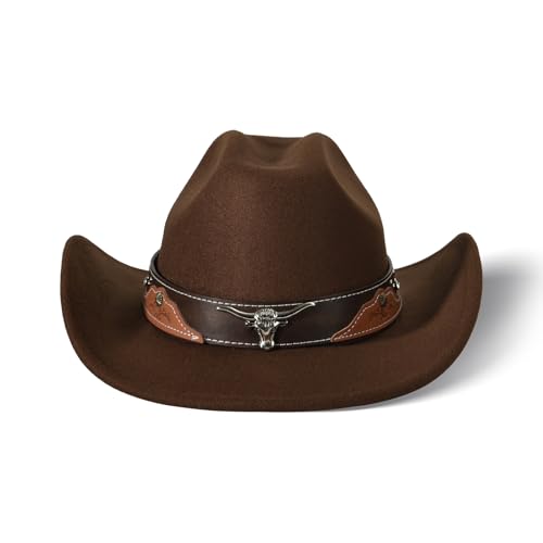 Image of Wide Brim Cowgirl Hat Men Large Wide Brim Cowboy Hats for Women with Buckle Belt Classic Cowboy Outfits