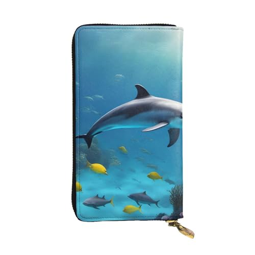 Portefeuille long dauphin en cuir noir : rangez toutes vos cartes sans déformer votre sac