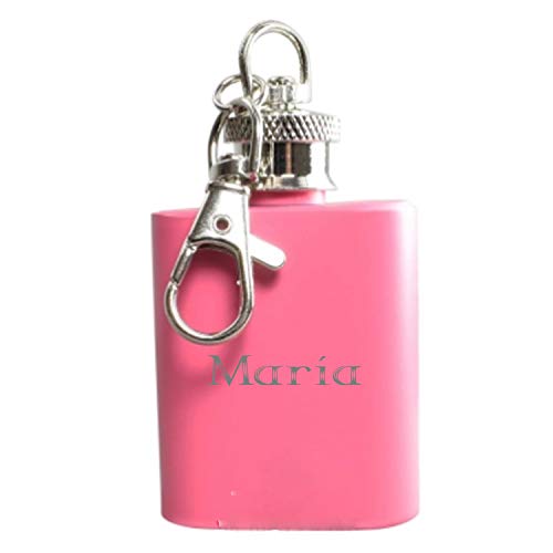 RecontraMago Petacas de Alcohol Personalizadas - Petaca Personalizada Grabada con Tu Nombre - Petacas de Acero Inoxidable - Petacas de Licor (Llavero Rosa) Cover