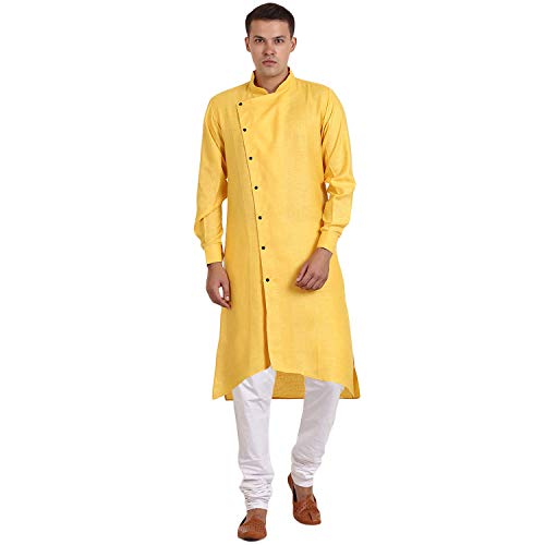 Kurta Angarakha de créateur en coton fin jaune ensemble de luxe Royal Kurta
