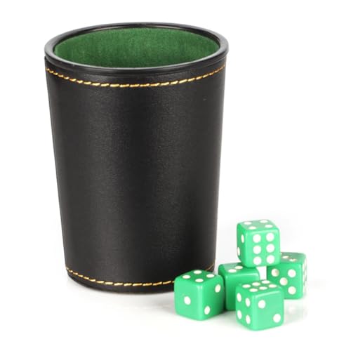 Genérico Copa de dados | Juego de dados y tazas silenciosos de cuero PU,Interior de fieltro de juego de con reducción de ruido de 5 de 6 lados para juegos de de de entretenimiento Bar