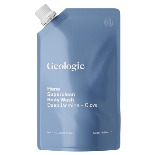 Geologie Hana Superclean Body Wash Refill Pack | Deep Jasmine + Clove Natural Scent | 16 fl oz Sustainable Refill
