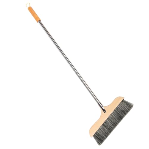 FRCOLOR Long Handle Wood Broom Soft Bristle Indoor Broom for Hardwood Floors Anti-Static Sweep