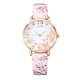 PATKAW Reloj de Pulsera para Dama con Diseño de Ciruelo, Movimiento de Cuarzo, Correa Ajustable en Tonalidad Rosa Suave, Resistente y Elegante para Uso Diario y Obsequio Especial