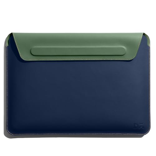 DailyObjects Snap On Envelope Sleeve for MacBook Air/Pro 13 Inch | Solid Space Blue Lightweight Faux Leather for Laptops & iPads | Flip Top Magnetic Closure | Sleek Design Durable & Water Resistant