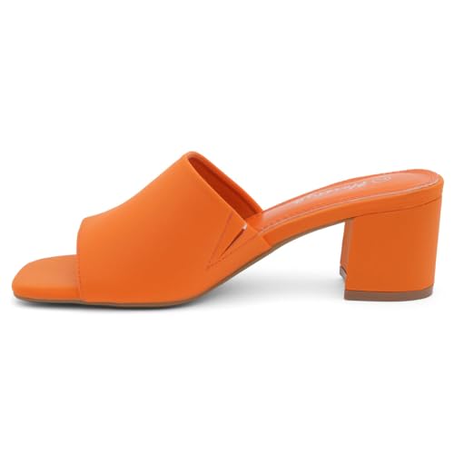Image of Herstyle Square Open Toe Heeled Sandals for Women 2.5 Inch Low Block Chunky Heel Sandals Slip-On Mules Comfortable Dress Shoes for Party Wedding Office