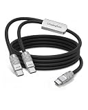chubbycable Duo-Flex 2-in-1 USB C Charging Cable 100W & 60W 4.3FT Multi Charging Cable Durable Extra Thick Soft Silicone Charger Cord, Black