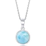 Sterling Silver High Polish Bezel-Set Round Natural Larimar 18