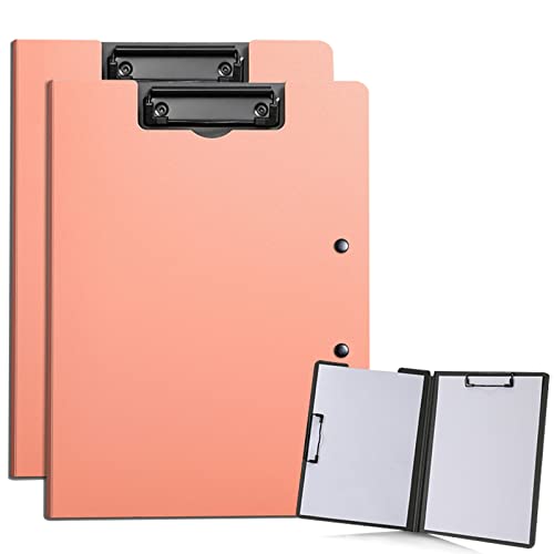 ALLMIRA バインダー a4 2つ折り 2個セット クリップボード 二つ折り クリップファイル 両面 ダブルクリップ 折りたたみ おしゃれ ふたつ折り (オレンジ 2個入り)